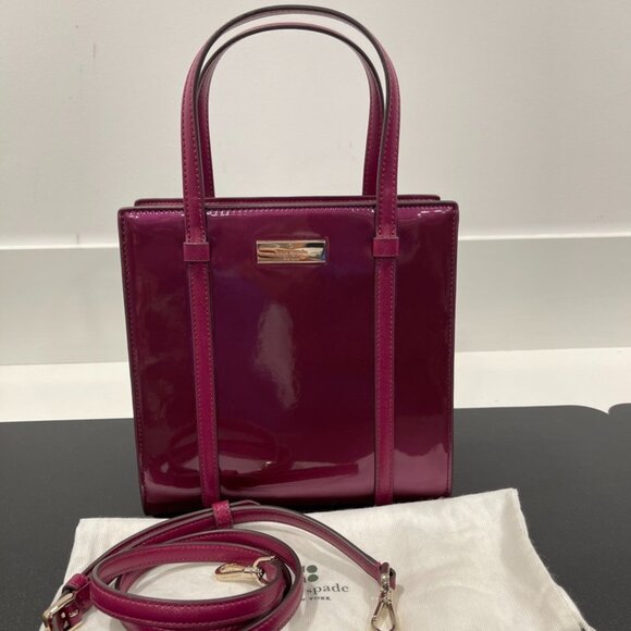 Kate Spade Kenzie Patent Leather Satchel Bag Dark Raspberry/Purple (JB1228) - Picture 1 of 10